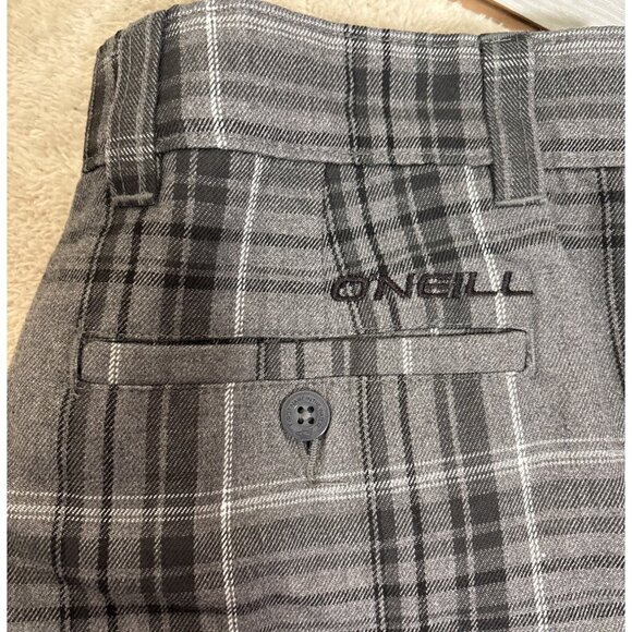 ONeill Shorts Mens Size 34 Gray Plaid Flat Front Casual Boaard Wear Cotton Blend - Picture 4 of 10